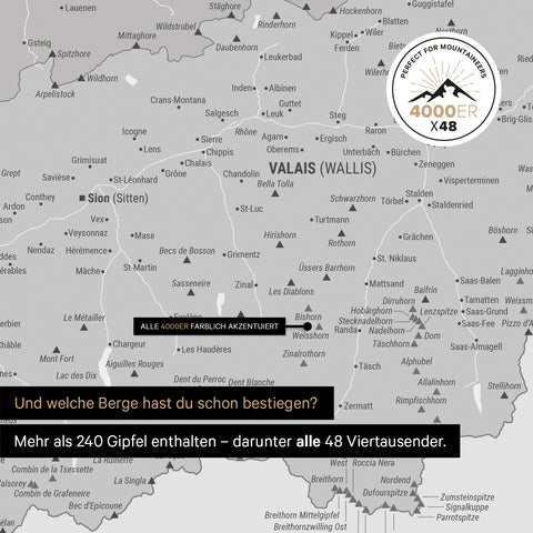 Magnetisk Schweiz-kort TRAVEL® Magnetboard – Multicolor Gray