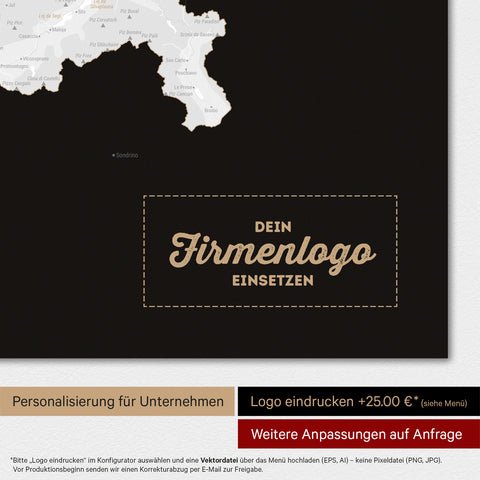Magnetisk Schweiz-kort TRAVEL® Magnetboard – Mørk Sort