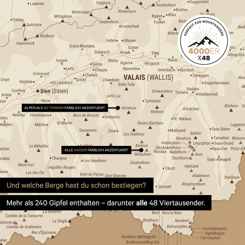 Magnetisk Schweiz-kort TRAVEL® Magnetboard – Treasure Gold