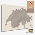 Magnetische Schweiz-Karte in Warmgray (Braun-Grau) als Magnetboard zum Pinnen und Markieren von Reisezielen kaufen