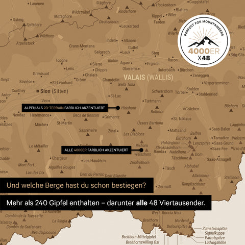 Schweiz-kort TRAVEL® Magnetisk plakat – i 21 farver