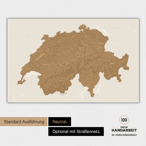Schweiz-kort TRAVEL® Magnetisk plakat – i 21 farver