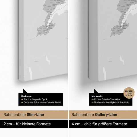 Schweiz-Karte TRAVEL® Pinn-Leinwand – Coolgray (Hellgrau)