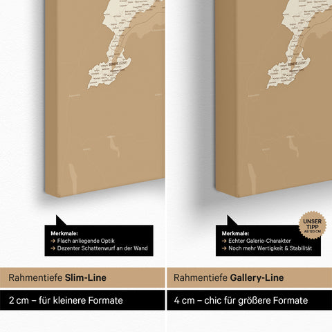 Schweiz-Karte TRAVEL® Pinn-Leinwand – Treasure Gold