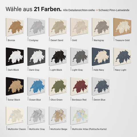 Schweiz-kort TRAVEL® Premium plakat – i 21 farver