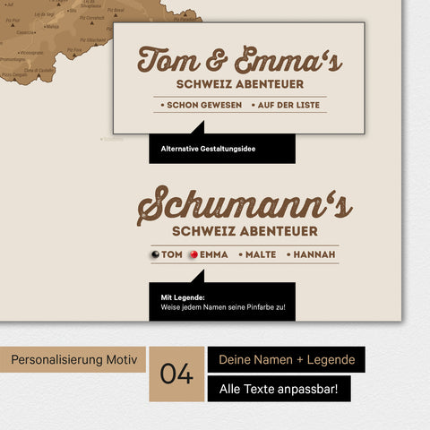 Schweiz-kort TRAVEL® Premium plakat – i 21 farver