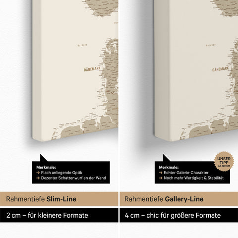 Skandinavienkort TRAVEL® Canvas med nåle – Desert Sand (Beige)