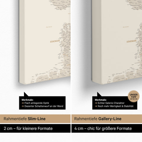 Skandinavienkort TRAVEL® Canvas med nåle – Gold