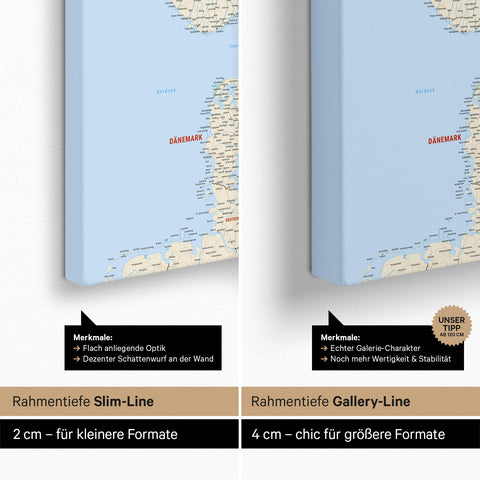 Skandinavienkort TRAVEL® Canvas med nåle – Multicolor Classic