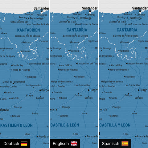 Spanien & Portugal-kort TRAVEL® Canvas med nåle – Ocean Blue