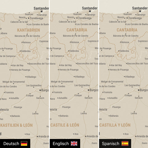 Spanien & Portugal-kort TRAVEL® Canvas med nåle – Gold