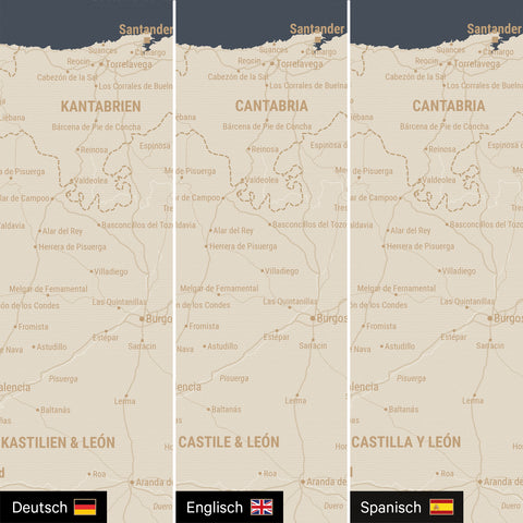 Spanien & Portugal-kort TRAVEL® Canvas med nåle – Hale Navy