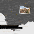 Spanien- & Portugal Landkarte in Light Gray als Leinwand zum Pinnen zeigt einen Ausschnitt der Costa del Sol mit vielen Details wie Nationalparks, Flüssen und zahlreichen kleinen Orten und Städten, die mit Pins markiert sind