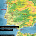 Ausschnitt einer topografischen Europakarte als Magnetposter in Multicolor Vivid zeigt einen Ausschnitt von England, Frankreich und Belgien