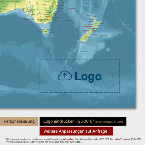 Topografisk verdenskort TRAVEL® Premium plakat – Multicolor Topo