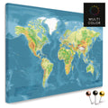 Hochwertige topografische Weltkarte in Multicolor Topo als PinnLeinwand, perfekt zum Markieren und Planen von Reisen, kaufen