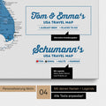 Detaillierte USA Amerika Karte als Pinn-Leinwand in Blau mit Personalisierung als Logo für die gesamte Familie