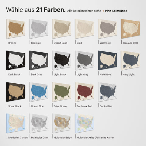 USA-kort TRAVEL® Premium plakat – i 21 farver