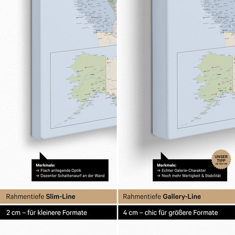 USA-kort TRAVEL® Canvas med nåle – Multicolor Atlas (Politisk kort)