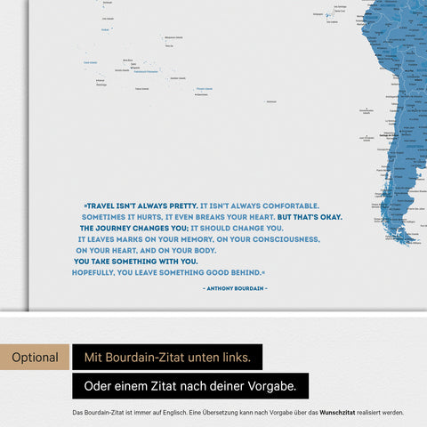 Verdenskort ANTARCTICA® magnettavle – Ocean Blå