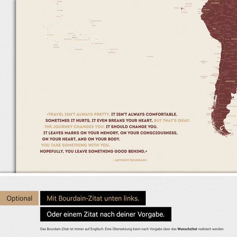 Verdenskort ANTARCTICA® magnettavle – Bordeaux Rød