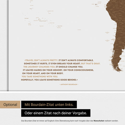 Verdenskort ANTARCTICA® magnettavle – Brun