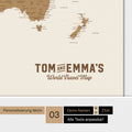 Magnetboard Weltkarte ANTARCTICA in Bronze mit Personalisierung im Vintage-Stil