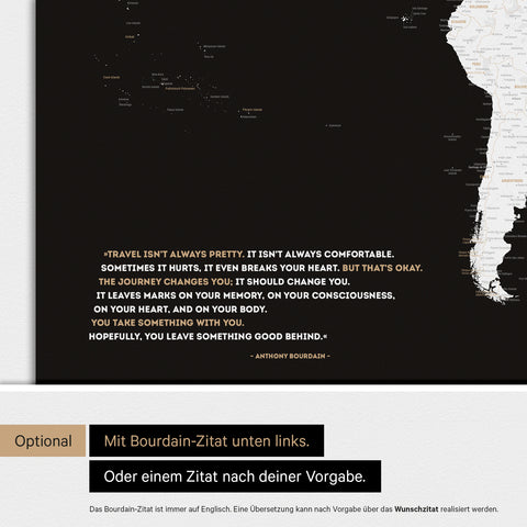 Verdenskort ANTARCTICA® magnettavle – Mørk Sort