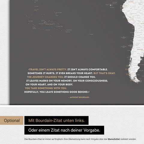 Verdenskort ANTARCTICA® magnettavle – Mørkegrå