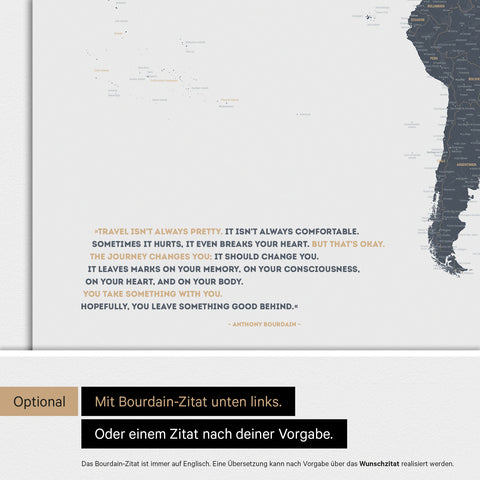 Verdenskort ANTARCTICA® magnettavle – Denim Blå