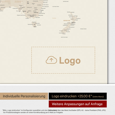 Verdenskort ANTARCTICA® magnettavle – Guld