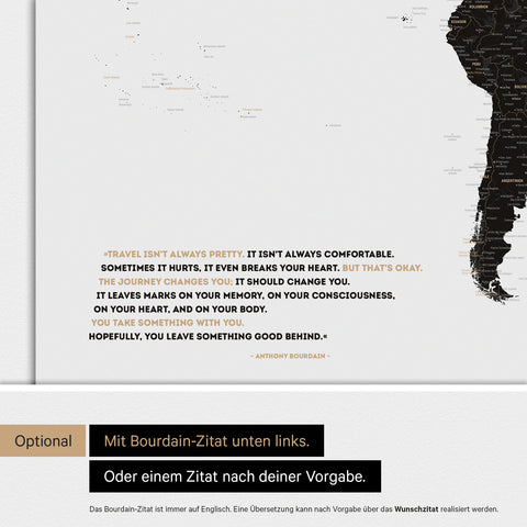 Verdenskort ANTARCTICA® magnettavle – Lys Sort