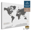 Magnetische Weltkarte ANTARCTICA mit Antarktis als massives Magnetboard in der Farbe Light Gray, in einem modernen, minimalistischem Design zum Pinnen und Markieren von Reisezielen mit Magneten