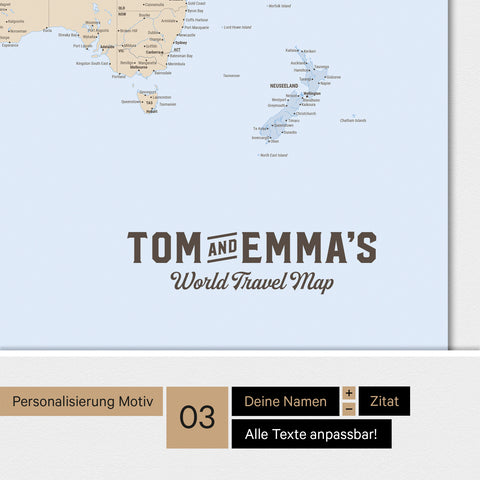 Magnetboard Weltkarte ANTARCTICA in Multicolor Atlas mit Personalisierung im Vintage-Stil