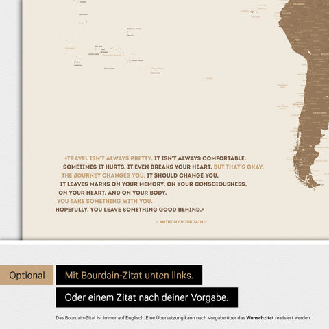 Verdenskort ANTARCTICA® magnettavle – Multifarvet Brun