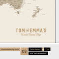 Magnetboard Weltkarte ANTARCTICA in Multicolor Matt mit Personalisierung im Vintage-Stil