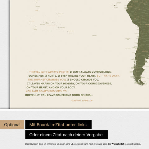 Verdenskort ANTARCTICA® magnettavle – Olivengrøn