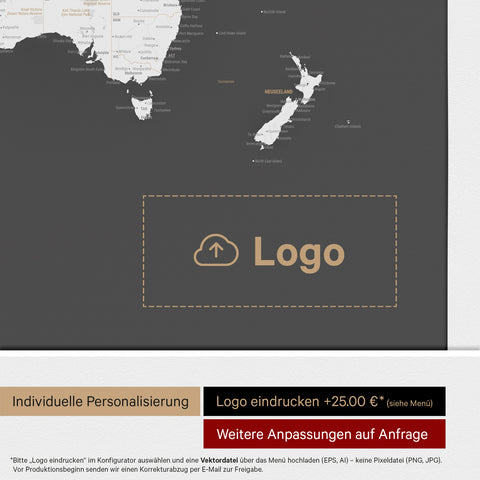 Verdenskort med nåle ANTARCTICA® – Dark Gray (Mørkegrå)