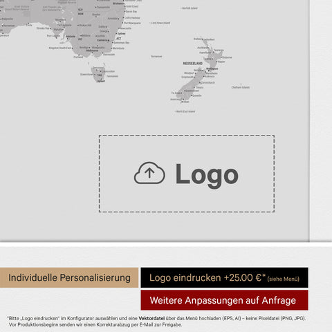 Verdenskort med nåle ANTARCTICA® – Coolgray (Lysegrå)