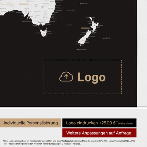 Verdenskort med nåle ANTARCTICA® – Dark Black (Sort-Hvid)