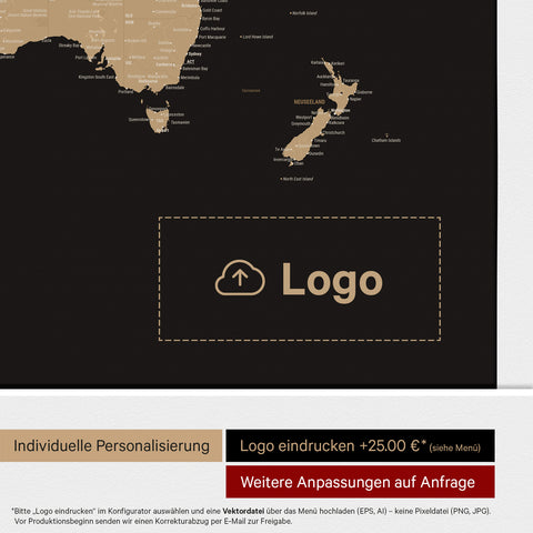 Verdenskort med nåle ANTARCTICA® – Sonar Black (Sort-Guld)