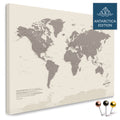 Weltkarte mit Antarktis in Warmgray (Braun-Grau) als Pinnwand Leinwand kaufen