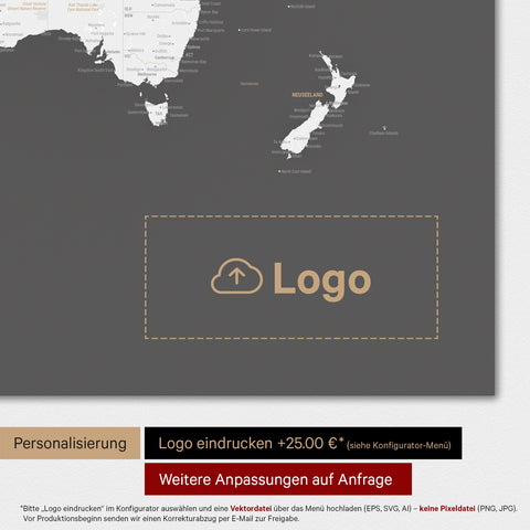 Verdenskort TRAVEL® Premium plakat – Dark Gray (Mørkegrå)