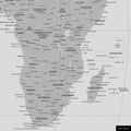 Weltkarte in der Equal-Earth-Projektion, Farbe Coolgray, zeigt einen Ausschnitt von Afrika in seinen korrekten Größenverhältnissen und Proportionen