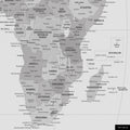 Weltkarte in der Equal-Earth-Projektion, Farbe Multicolor Gray, zeigt einen Ausschnitt von Afrika in seinen korrekten Größenverhältnissen und Proportionen