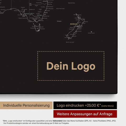 Verdenskort med nåle FINELINE® – Dark Black