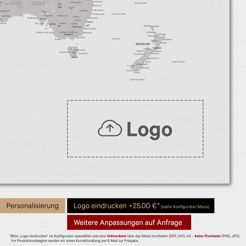 Verdenskort TRAVEL® Magnettavle – Coolgray (Lysegrå)