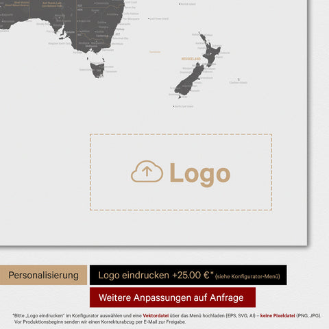 Verdenskort TRAVEL® Premium plakat – Light Gray (Hvid-grå)