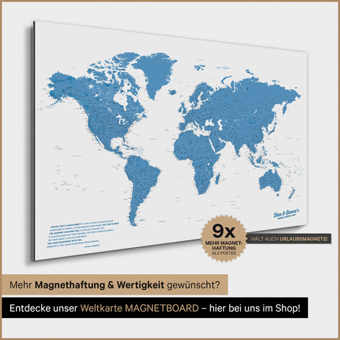 Verdenskort TRAVEL® Magnetisk plakat – Ocean Blue