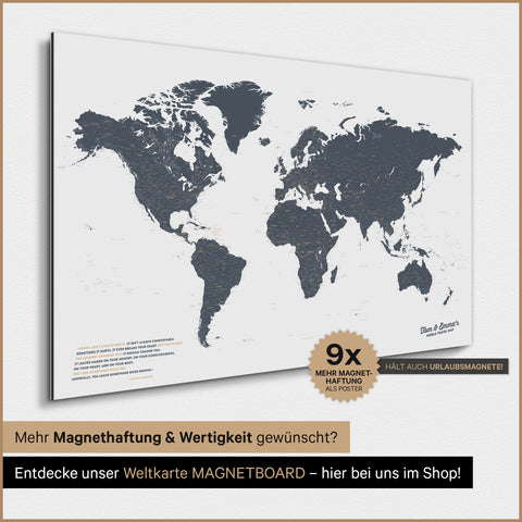 Verdenskort TRAVEL® Magnetisk plakat – Denim Blue
